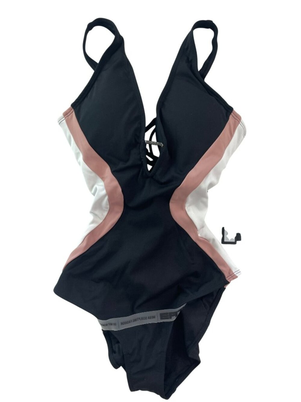TA3 Plungey Triangle Black/Rose/White One-Piece Swimsuit Size XS Short $188 NWT